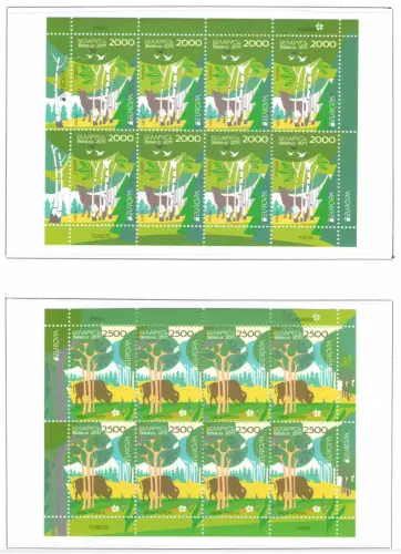 2011 EUROPA CEPT Weißrussland, 2 Kleinblätter mit 8 Werten, Die Wälder, postfrisch **