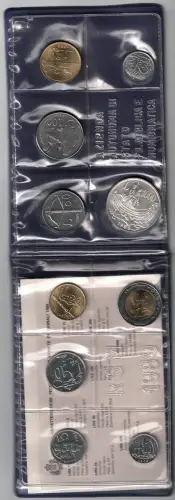 1989 Republik San Marino, Divisionsmünzen, FDC MIT 1.000 Lire in Silber