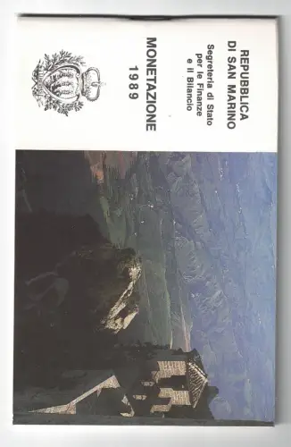 1989 Republik San Marino, Divisionsmünzen, FDC MIT 1.000 Lire in Silber