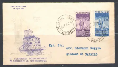 1950 Italien Republik, Umschlag Venetia Rundfunk nicht gereist Nr. 62 - FDC