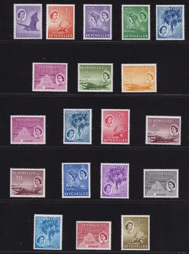 1954-61 SEYCHELLEN, Stanley Gibbons Nr. 174/188, 19er Serie, postfrisch**