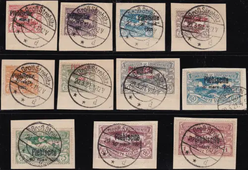 1921 Germania ALLENSTEIN Nr. 58/68 gebrauchte Serie auf Fragment 11 Werte