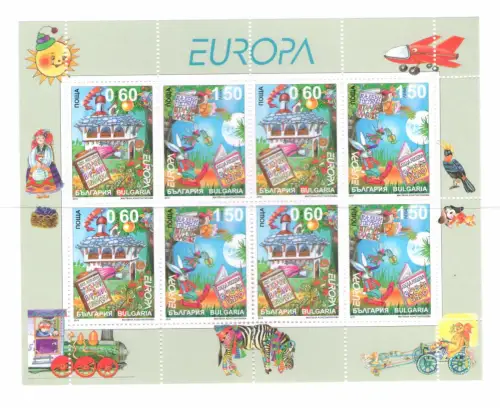 2010 EUROPA CEPT Bulgarien, 1 Kleinbogen mit 4 Paaren Kinderbücher postfrisch **