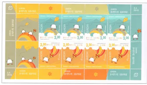 2010 EUROPA CEPT Bosnien Herzegowien Kroatien, 1 Kleinbogen mit 4 Serien Kinderbücher postfrisch **