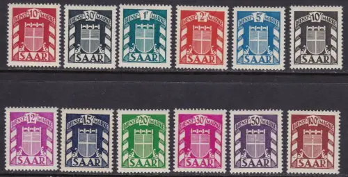 1949 SAAR Dienst Nr. 27/38 12 Werte postfrisch/**