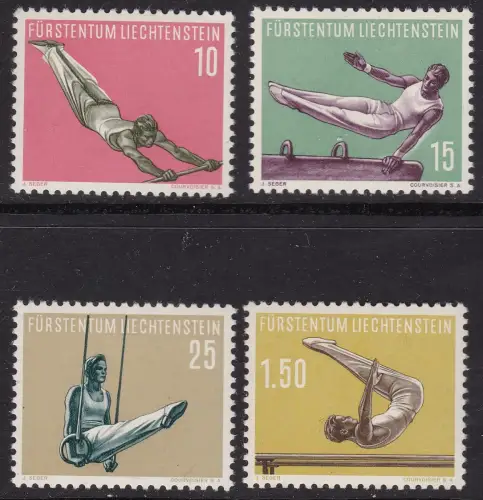 1957 LIECHTENSTEIN, Nr. 315/318 Gymnastica MNH/**