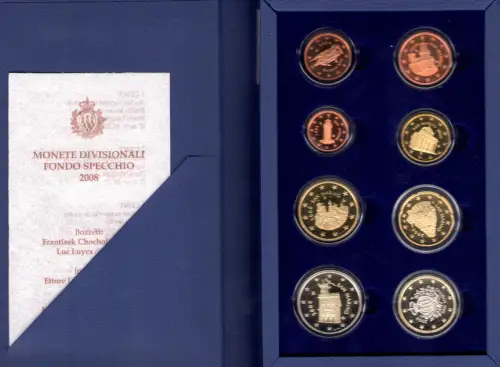 2008 San Marino, Divisionali, 8 Werte, PP - Spiegelfund