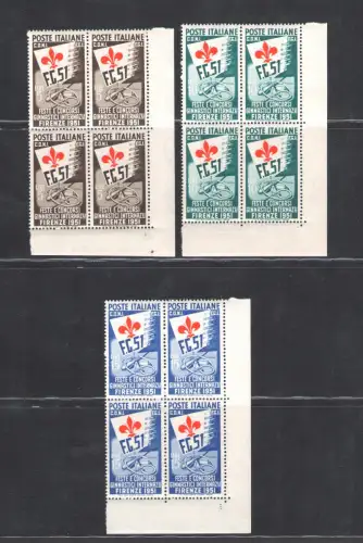 1951 REPUBLIK Serie Turnwettbewerbe, 3 Werte, neu, zentriert Bogenwinkel MNH ** VIERTEL