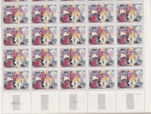 1961 FRANKREICH 319/1320/1322 KUNST 25ER BLATT, 2 10ER BLÄTTER + 5ER STREIFEN POSTFRISCH / **