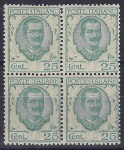 1926 Italien - Königreich - Nr. 200c Block von 4 MNH/** SORTEN