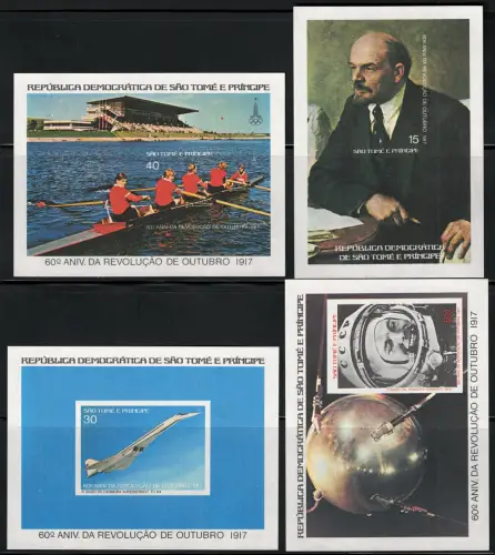 1978 S. Tomé e Principe, Yvert Foglietti # 9B/12B, Oktoberrevolution, postfrisch **
