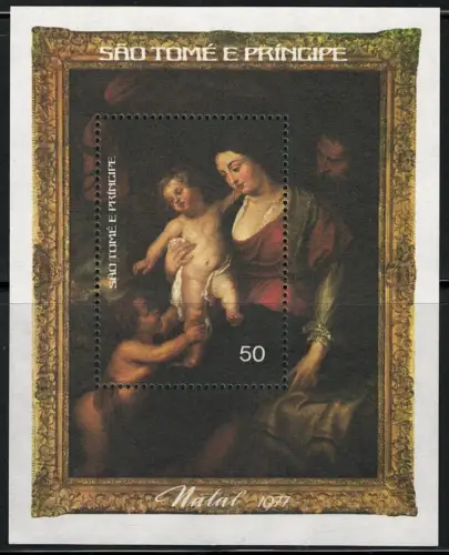 1977 S. Tomé e Principe, Yvert Foglietti # 7A, Natale, Rubens, MNH **