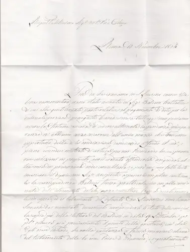 1852 Kirchenstaat, 2 grünlich-weiße Baj Nr. 3Aa auf Brief Unterschrift A.Diena