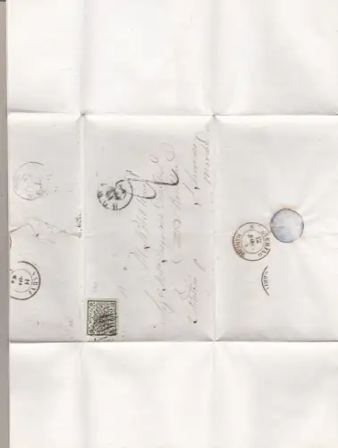 1852 Kirchenstaat, 2 grünlich-weiße Baj Nr. 3Aa auf Brief Unterschrift A.Diena