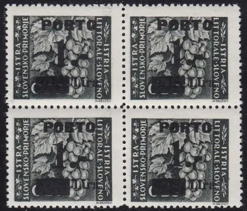 1946 SLOWENISCHE KÜSTE Steuern Nr. 14 */** IN VIERTEL DÜBEL I/III MIT VIELFALT