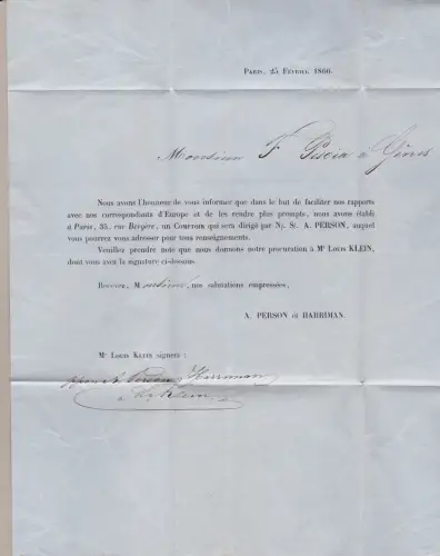 1860 FRANKREICH, Brief von Paris nach Genua frankiert mit Nr. 13 +16