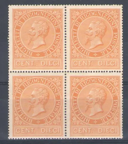 1874 Italien, Postanerkennung 10 Cent Ocker, Nr. 1 - postfrisch **