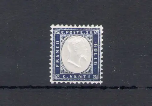 1862 Italien, Nr. 2 - 20 Cent Indigo, Abbild Vittorio Emanuele II, POSTFRISCH**