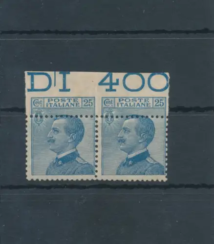 1908 Italien, Nr. 83, 25 Cent, stark nach unten verschobene Verzahnung, postfrisch**