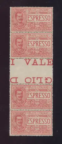 1903 Italien, Espresso, Nr. 4, 50 Cent rot, Gruppeninterraum, postfrisch **