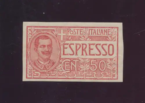 1903 Italia, Espresso, n. 4a, 50 Cent rot, ungezähnt, postfrisch**