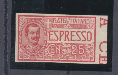 1903 Italia, Espresso, n. 1a, 25 Cent rot, ungezähnt, MLH*