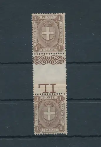 1896-97 Italien, Nr. 65, 1 Cent - vertikales Paar mit Gruppenzwischenraum, postfrisch **