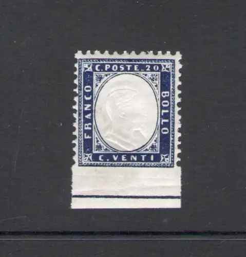 1862 Italien, Nr. 2 - 20 Cent Indigo, Unten Dentellato, MNH **