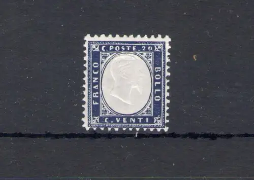 1862 Italien, Nr. 2 - 20 Cent Indigo, Abbild Vittorio Emanuele II, POSTFRISCH**