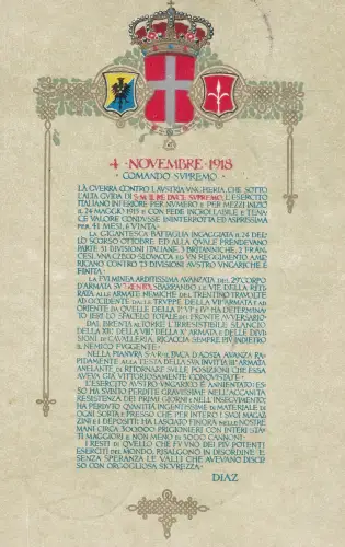 1921 Italien Postkarte zum 3. Jahrestag des Sieges - gebraucht