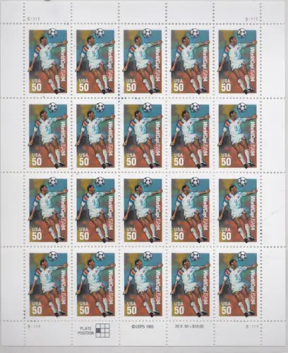 1994 USA, Nr. 2569/2571 'USA 94' die Serie in Blättern mit 20 Werten postfrisch**