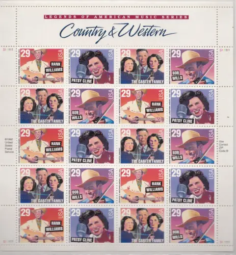 1993 USA, Nr. 2512/2515 Dolmetscher des Landes Blatt mit 20 Werten postfrisch / **