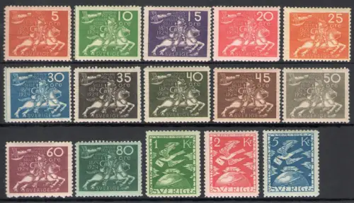 1924 Schweden Nr. 178/92 - Cinquantenario Upu - Farbpapier - MNH **