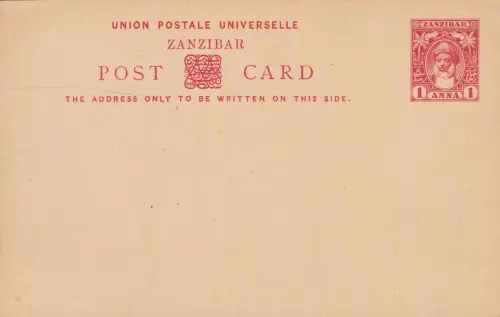 1899 SANSIBAR, Postkarte HG 10 1 Rotes Jahr