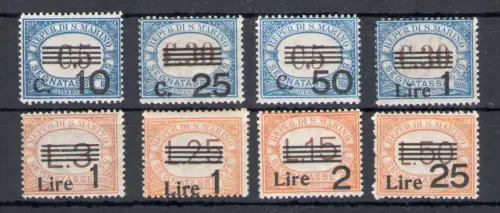 1936-39 San Marino, Steuermarken Nr. 47-53, komplette Serie 7 Werte, postfrisch **