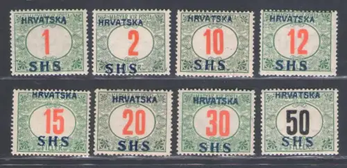 1918 S.H.S. - Serbisch-Slowenisch-Kroatischer Staat, Steuermarken Nr. 1/8 - MNH**