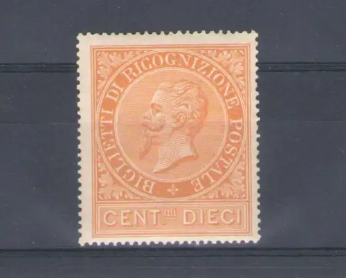 1874 Italien, Postanerkennung, 10 Cent Ocker, Nr. 1, postfrisch **