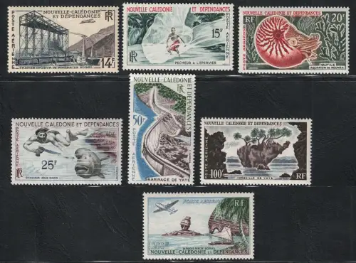 1955-62 Nouvelle Caledonie, Serie Ordinaria Posta Aerea Yvert # 66/72, MNH **