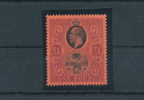 1912-21 Sierra Leone Stanley Gibbons Nr. 128 1 Pfund schwarz-violett MNH **