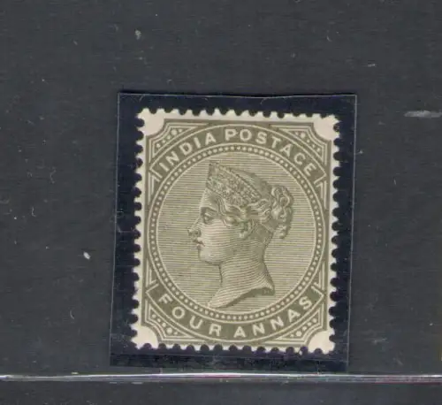 1882-90 Indien - Stanley Gibbson Nr. 95 - 4a. olivgrün, Effige Vittoria - MH*