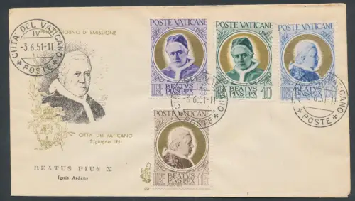 1951 Vatikan, Papst Gold Nr. 145/148, Venetia Nr. 99, Non Viaggiata