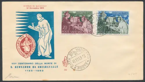 1953 Vatikan, Bernhardiner, Nr. 171/172, Venetia Nr. 202, Non Viaggiata