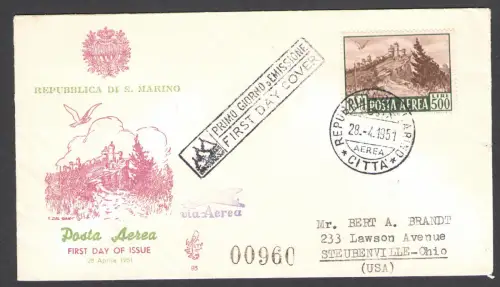 1951 SAN MARINO, PA 97 ANSICHT 500 Lire - VENETIA Nr. 93, für die USA