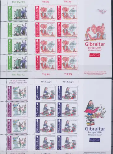 2010 EUROPA CEPT, Gibraltar, 4 Kleinblätter à 8, Kinderbücher, postfrisch **