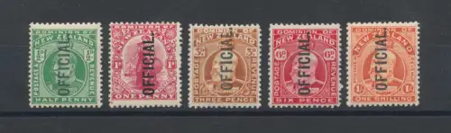 1910-16 NEUSEELAND - SG O73/O77, Briefmarkenaufdruck Offiziell, MH*