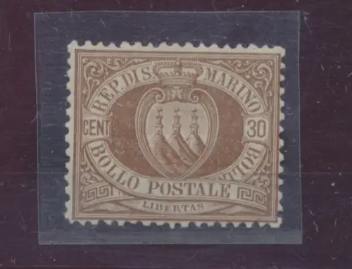 1877 San Marino, 30 Cent braun Nr. 6, sehr gute Zentrierung - MH*