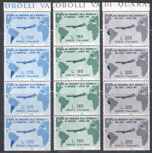 1961 Italien, Besuch von Präsident Gronchi in Südamerika Nr. 918/20, postfrisch**