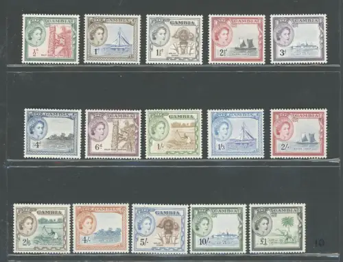 1953-59 Gambia - Stanley Gibbons Nr. 171-85 - Krönung - postfrisch **