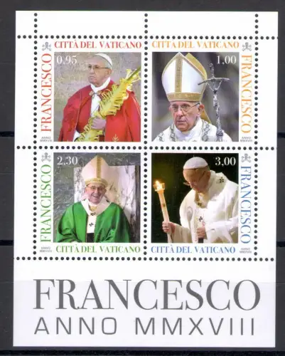 2018 Vatikan Blatt Papst Franziskus Jahr MMXVIII, neu und perfekt - MNH **