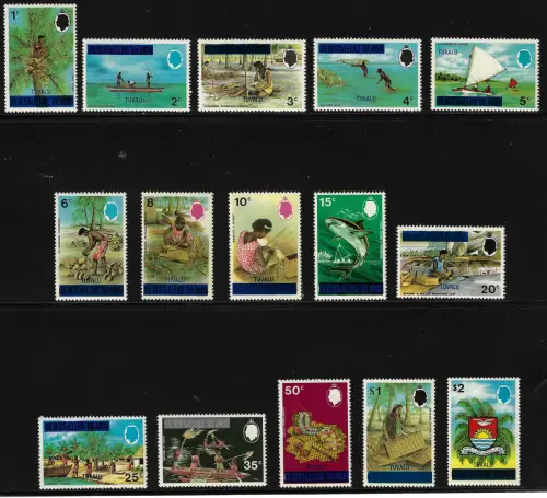 1976 Tuvalu, gewöhnlicher blauer Aufdruck, Yvert Nr. 4/18 - MNH**